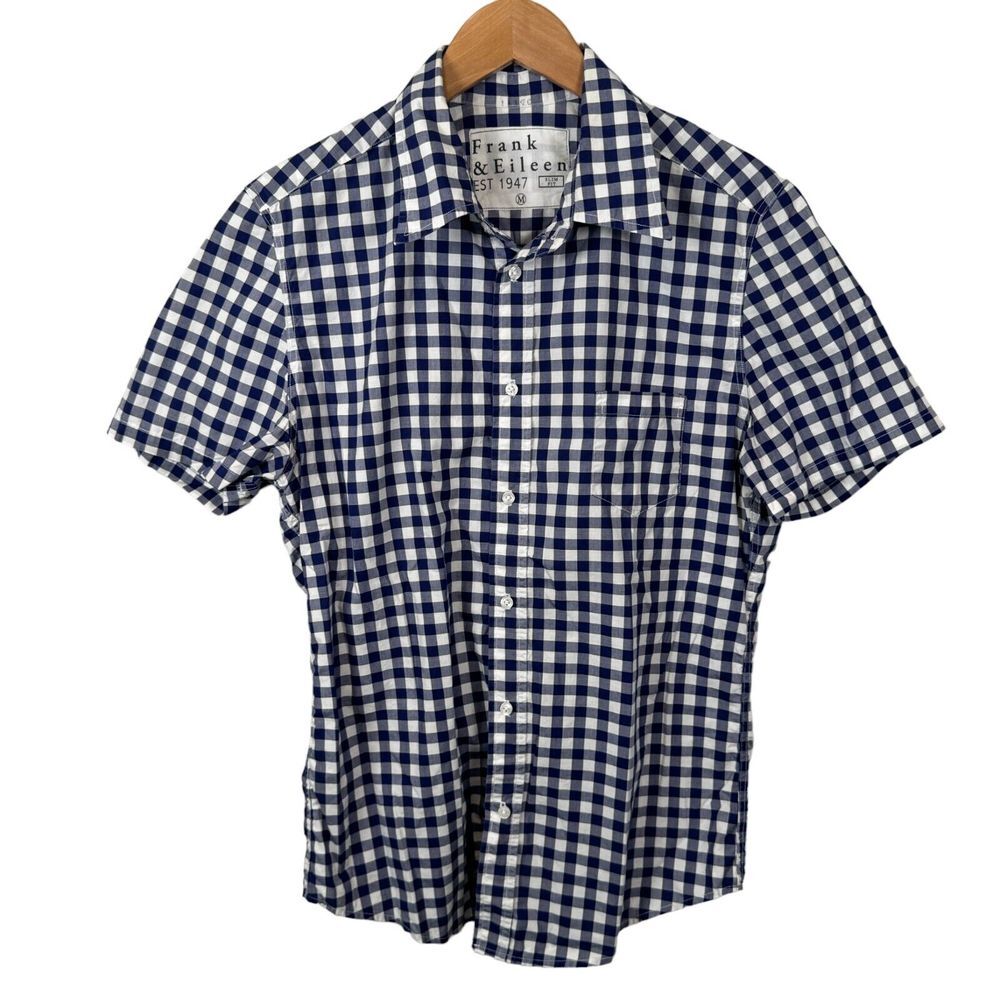 Frank & Eileen Slim Fit Shirt Mens Size Medium Button Up Blue Gingham‎ Checker
